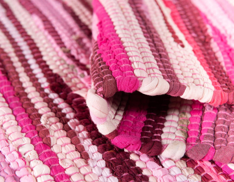 Indigo Weave Cotton Collection Area Rug - Santorini (Pink) Oval Pink lifestyle 32