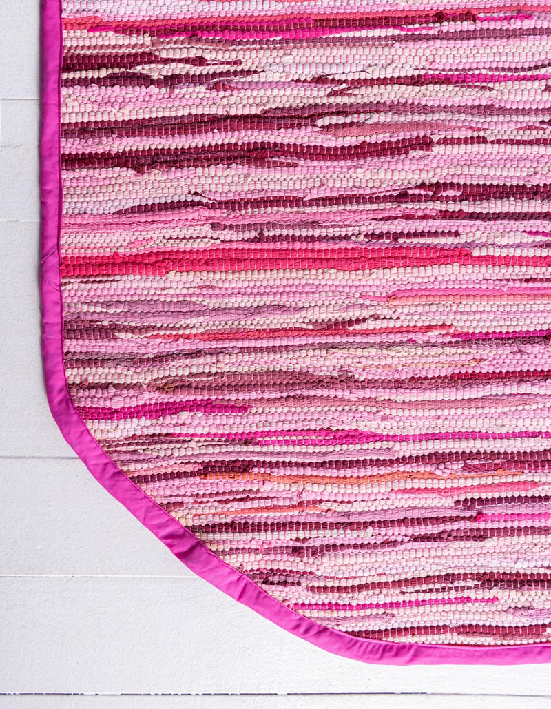 Indigo Weave Cotton Collection Area Rug - Santorini (Pink) Oval Pink lifestyle 36