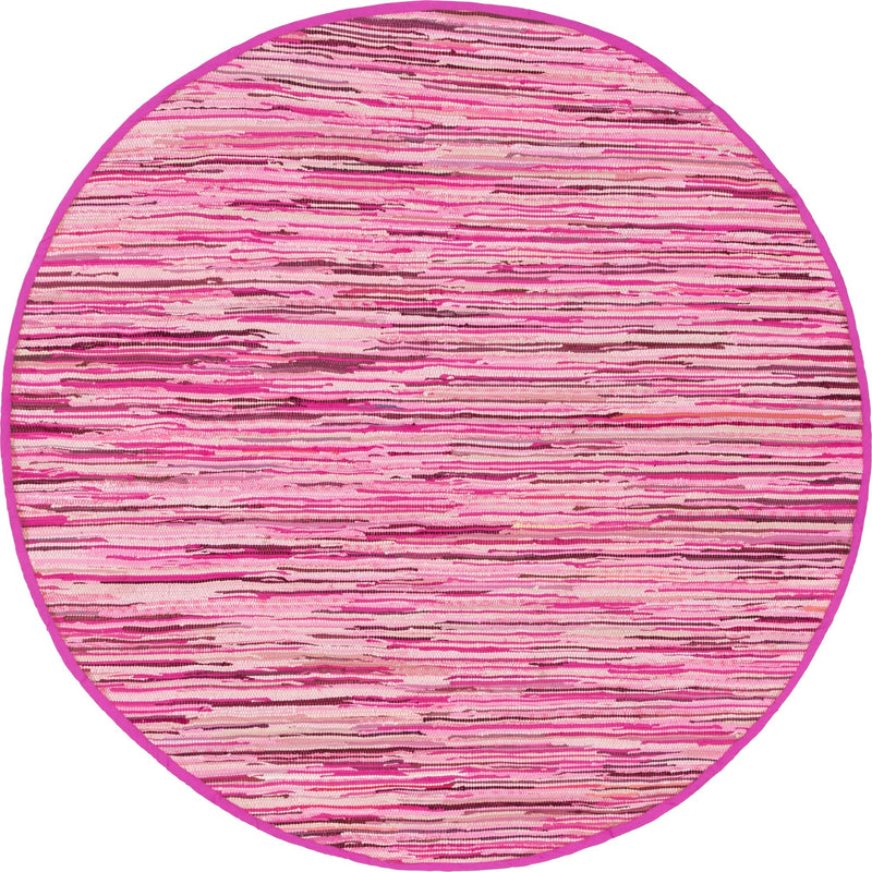 Indigo Weave Cotton Collection Area Rug - Santorini (Pink) Round Pink lifestyle 12