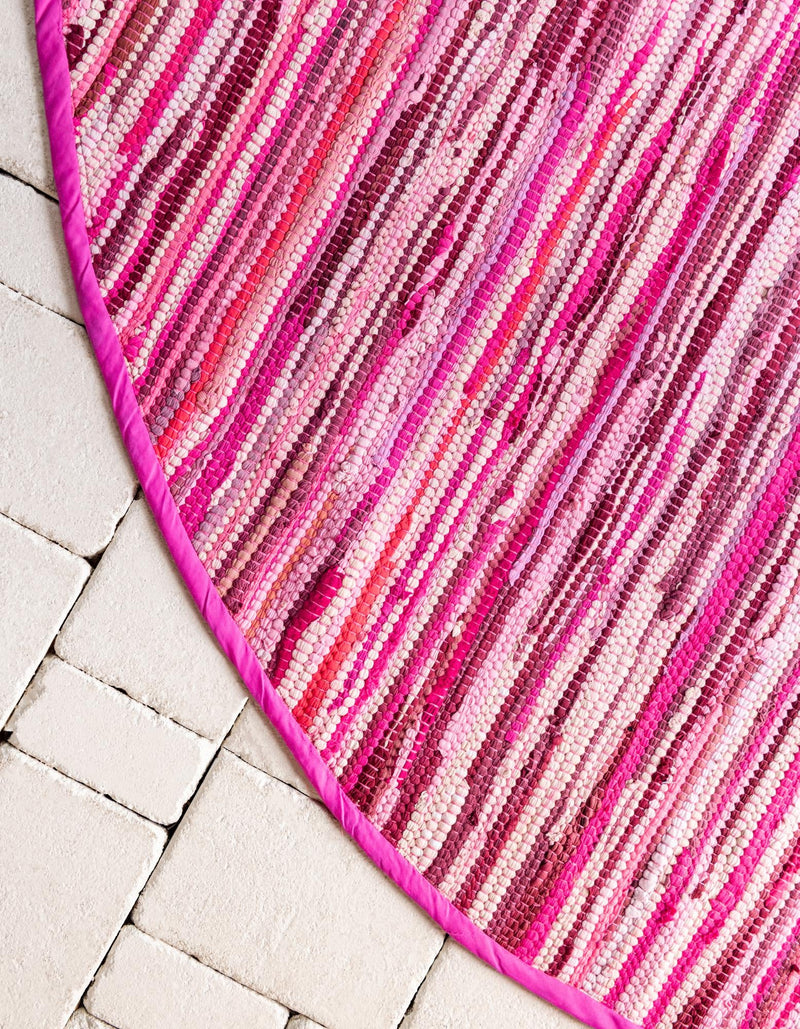 Indigo Weave Cotton Collection Area Rug - Santorini (Pink) Round Pink lifestyle 37