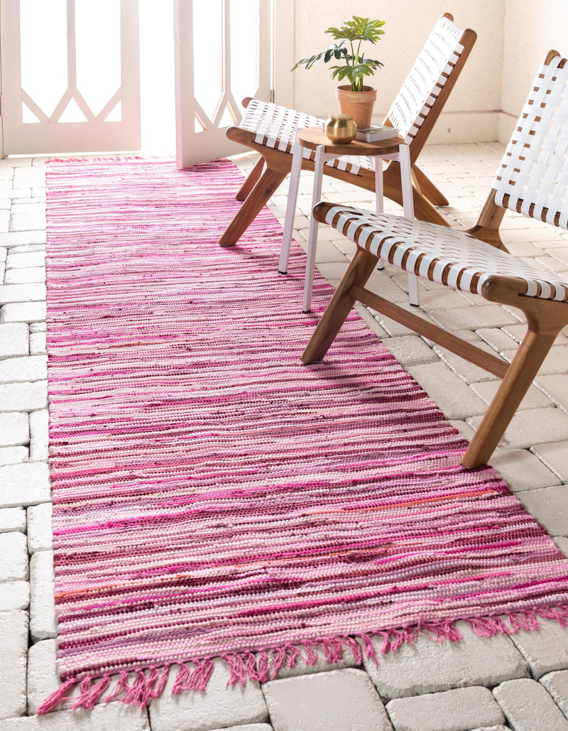 Indigo Weave Cotton Collection Area Rug - Santorini (Pink) Runner Pink lifestyle 16