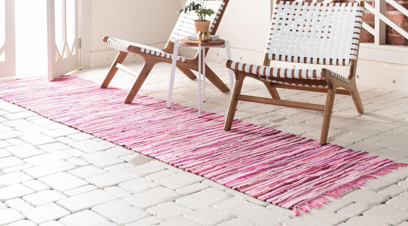 Indigo Weave Cotton Collection Area Rug - Santorini (Pink) Runner Pink lifestyle 20