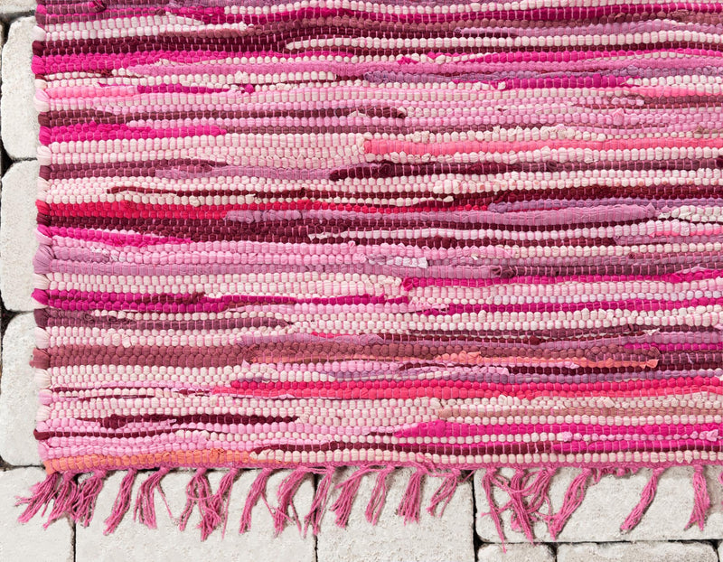 Indigo Weave Cotton Collection Area Rug - Santorini (Pink) Runner Pink lifestyle 38