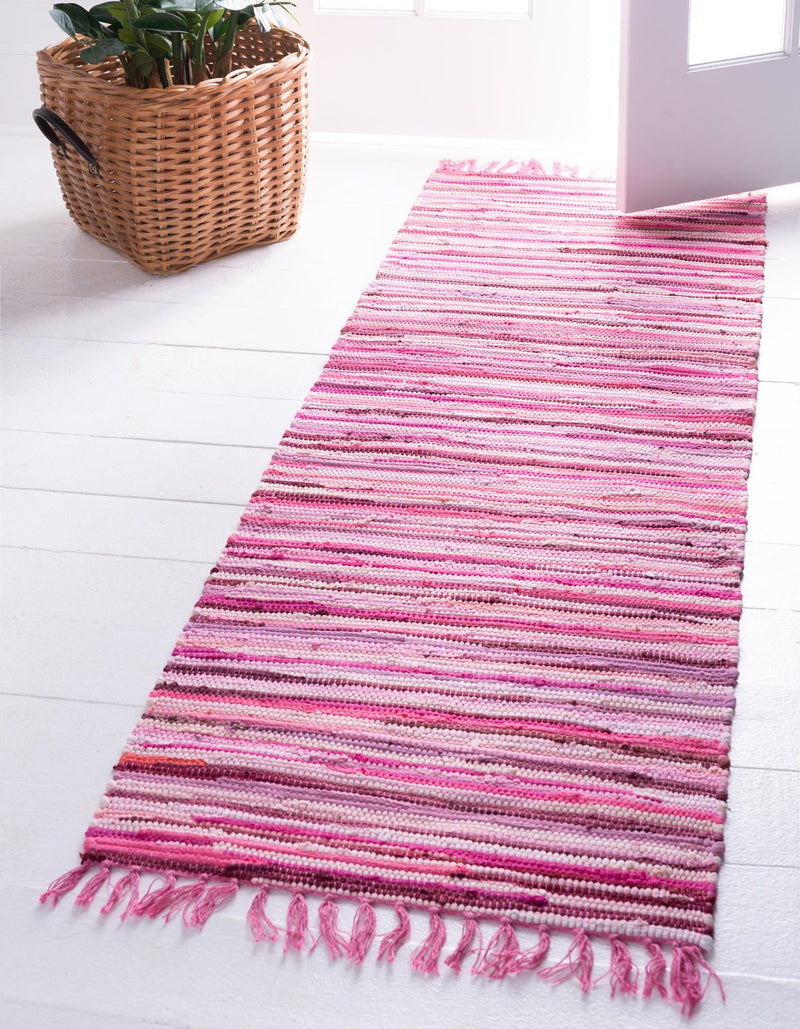 Indigo Weave Cotton Collection Area Rug - Santorini (Pink) Runner Pink lifestyle 17