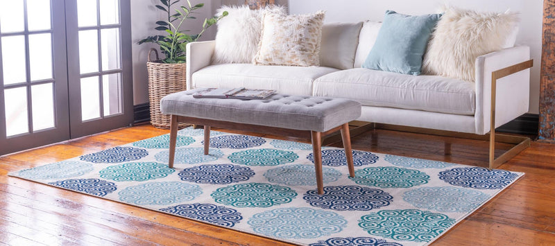 Seaside Embrace Collection Area Rug - Dune Rectangle Turquoise lifestyle 3