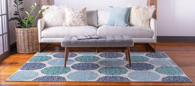 Seaside Embrace Collection Area Rug - Dune Rectangle Turquoise lifestyle 4