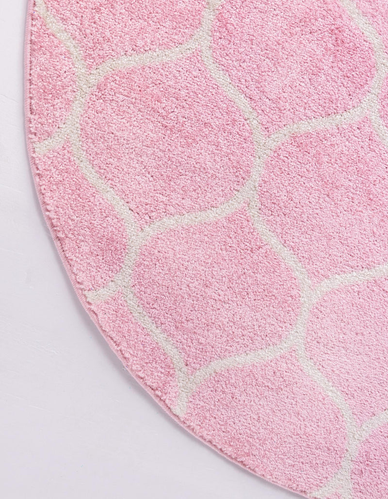 Lattice Garden Collection Area Rug - Pergolatown (Light Pink) Round Light Pink lifestyle 8