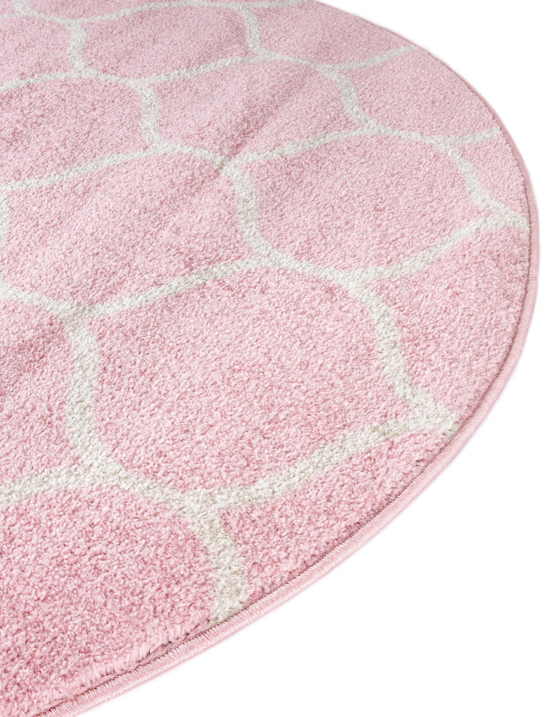 Lattice Garden Collection Area Rug - Pergolatown (Light Pink) Round Light Pink lifestyle 62