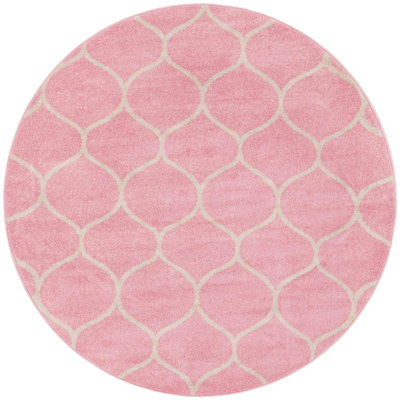 Lattice Garden Collection Area Rug - Pergolatown (Light Pink) Round Light Pink Main