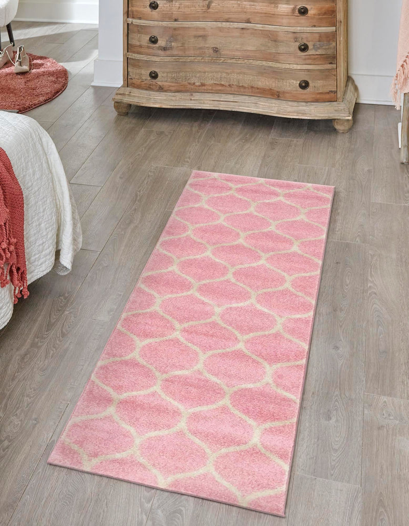 Lattice Garden Collection Area Rug - Pergolatown (Light Pink) Runner Light Pink lifestyle 0
