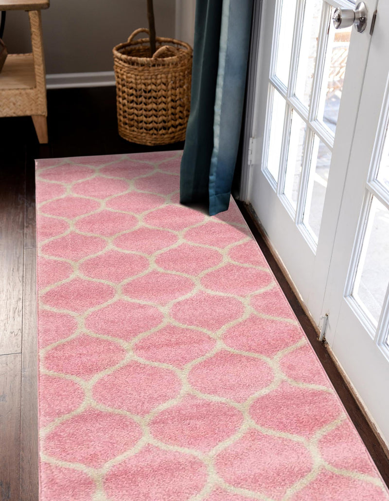 Lattice Garden Collection Area Rug - Pergolatown (Light Pink) Runner Light Pink lifestyle 7
