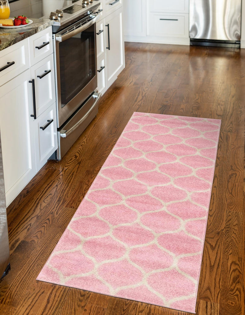 Lattice Garden Collection Area Rug - Pergolatown (Light Pink) Runner Light Pink lifestyle 17