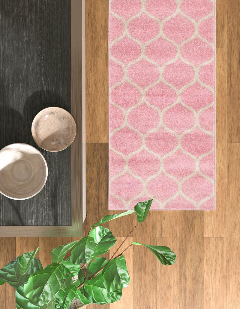 Lattice Garden Collection Area Rug - Pergolatown (Light Pink) Runner Light Pink lifestyle 19