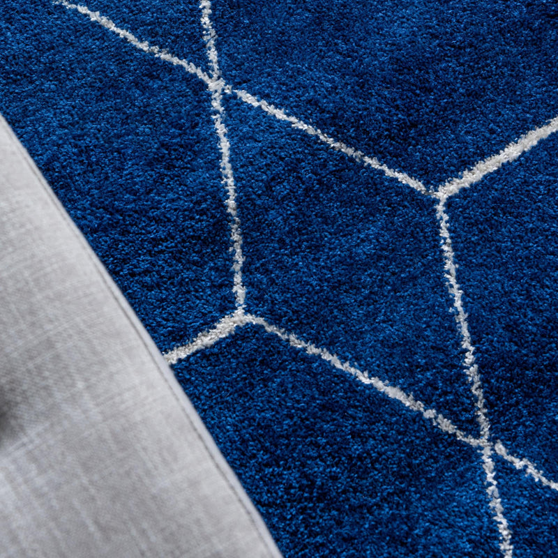 Lattice Garden Collection Area Rug - Arborville (Navy Blue) Round Navy Blue lifestyle 11