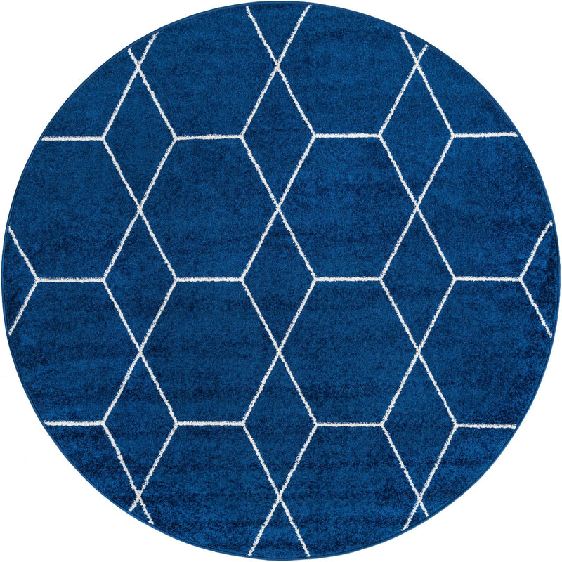 Lattice Garden Collection Area Rug - Arborville (Navy Blue) Round Navy Blue Main