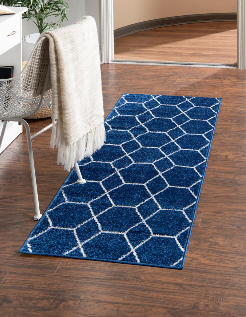 Lattice Garden Collection Area Rug - Arborville (Navy Blue) Runner Navy Blue lifestyle 0