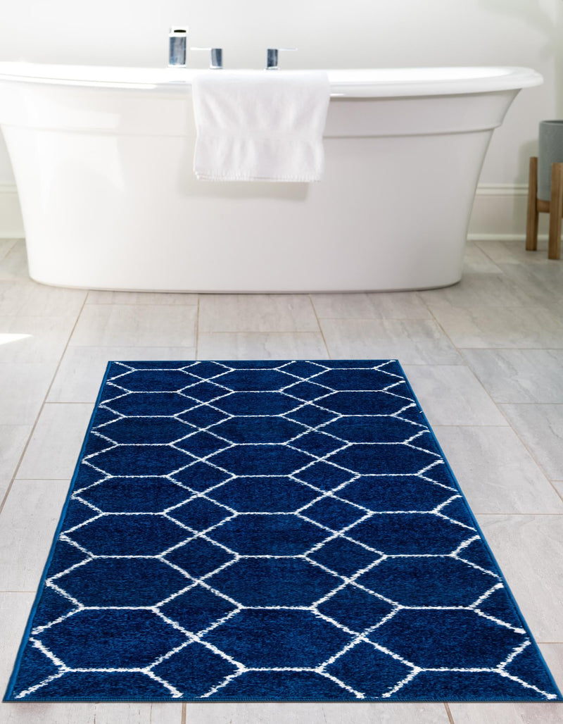 Lattice Garden Collection Area Rug - Arborville (Navy Blue) Runner Navy Blue lifestyle 3