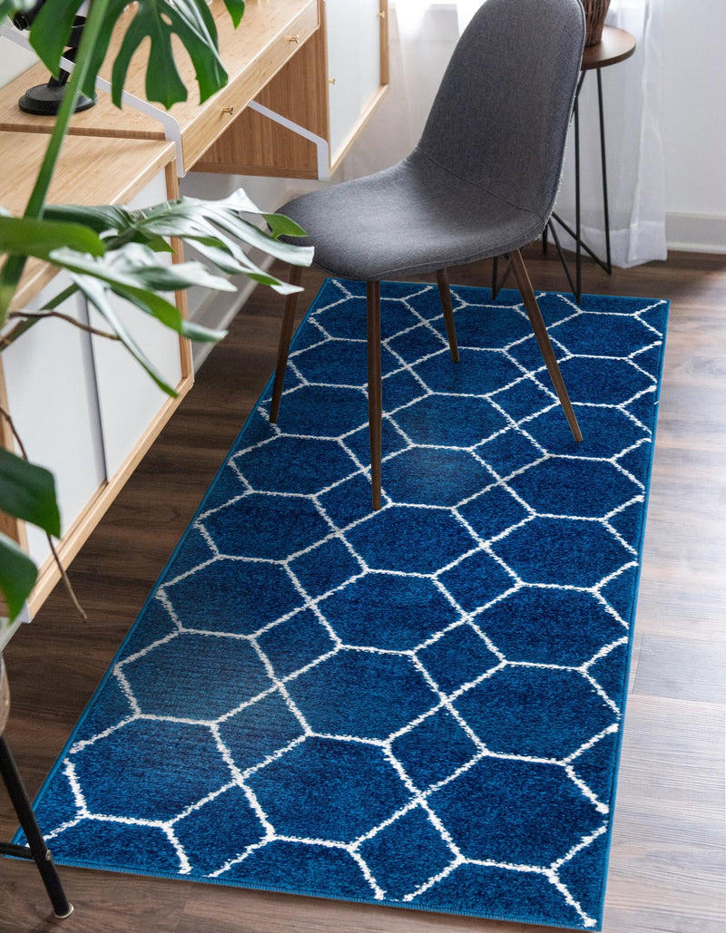 Lattice Garden Collection Area Rug - Arborville (Navy Blue) Runner Navy Blue lifestyle 6