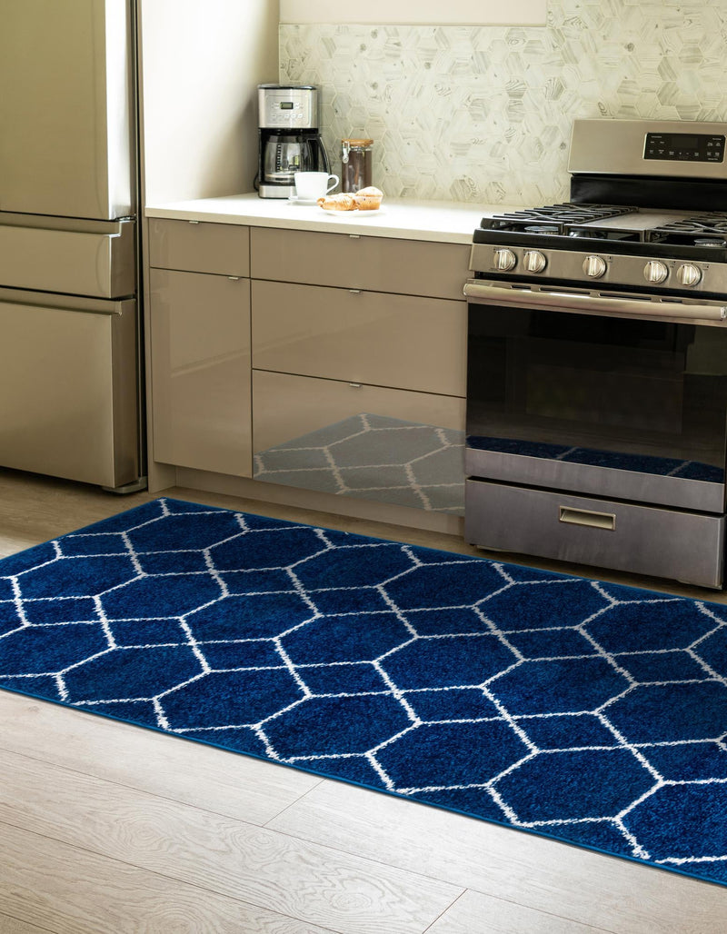 Lattice Garden Collection Area Rug - Arborville (Navy Blue) Runner Navy Blue lifestyle 22