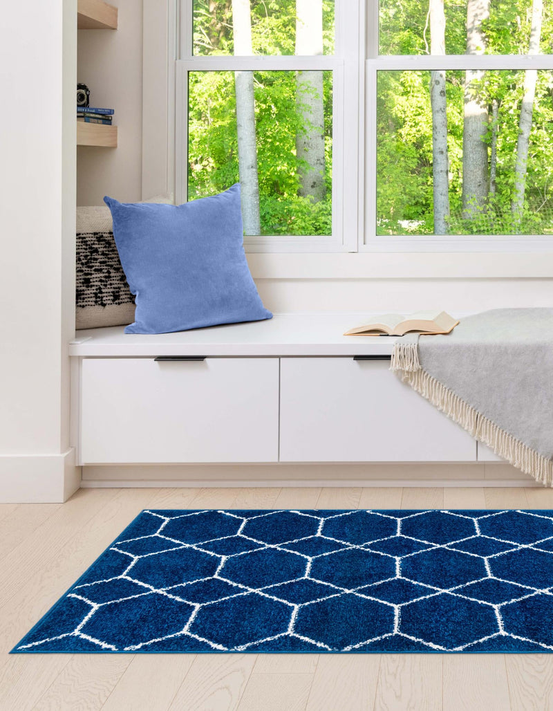 Lattice Garden Collection Area Rug - Arborville (Navy Blue) Runner Navy Blue lifestyle 26