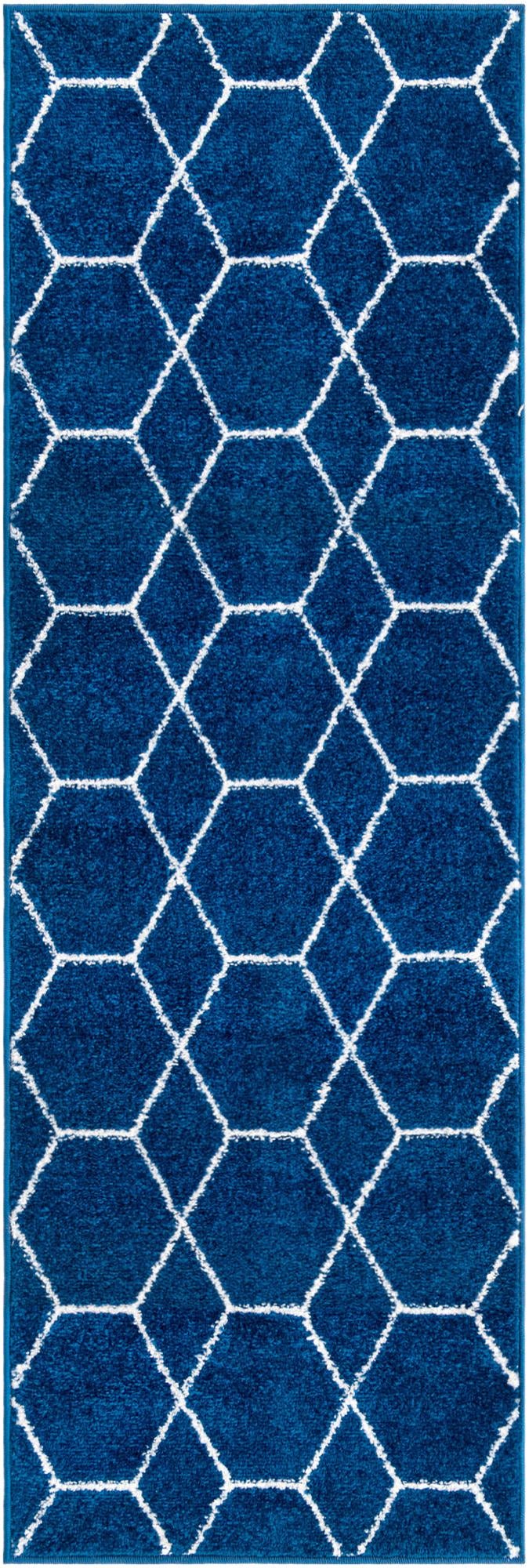 Lattice Garden Collection Area Rug - Arborville (Navy Blue) Runner Navy Blue Main