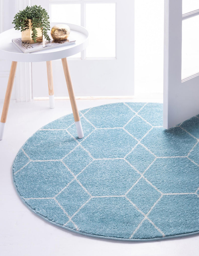 Lattice Garden Collection Area Rug - Arborville (Light Blue) Round Light Blue lifestyle 3