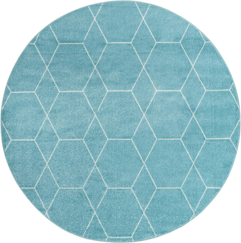 Lattice Garden Collection Area Rug - Arborville (Light Blue) Round Light Blue Main