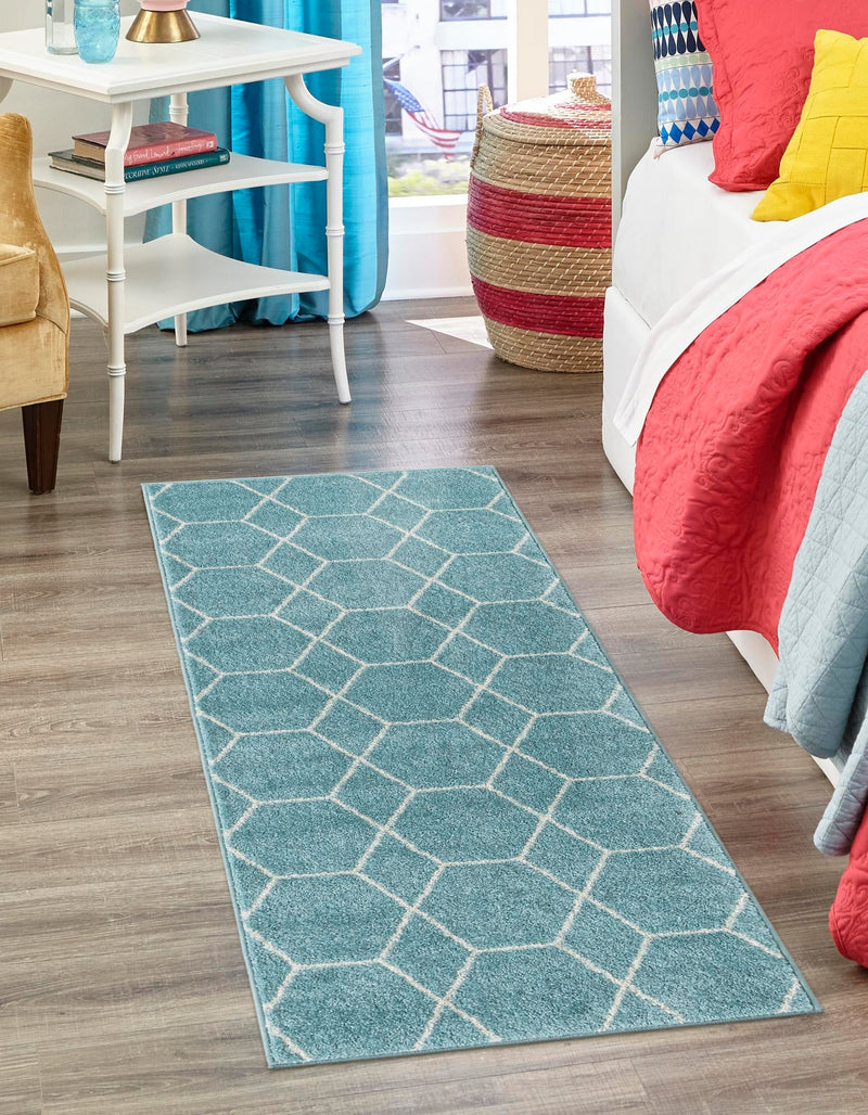 Lattice Garden Collection Area Rug - Arborville (Light Blue) Runner Light Blue lifestyle 0