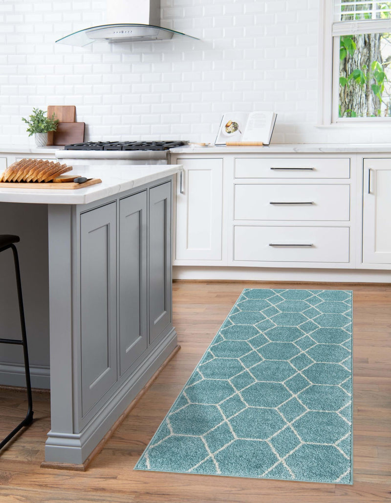 Lattice Garden Collection Area Rug - Arborville (Light Blue) Runner Light Blue lifestyle 5