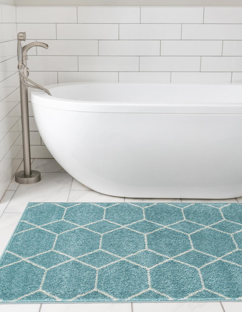 Lattice Garden Collection Area Rug - Arborville (Light Blue) Runner Light Blue lifestyle 9