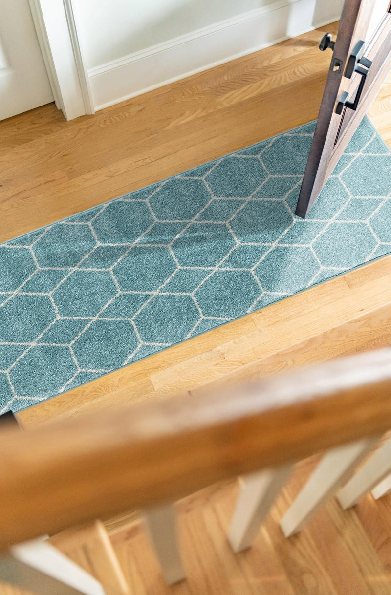 Lattice Garden Collection Area Rug - Arborville (Light Blue) Runner Light Blue lifestyle 21