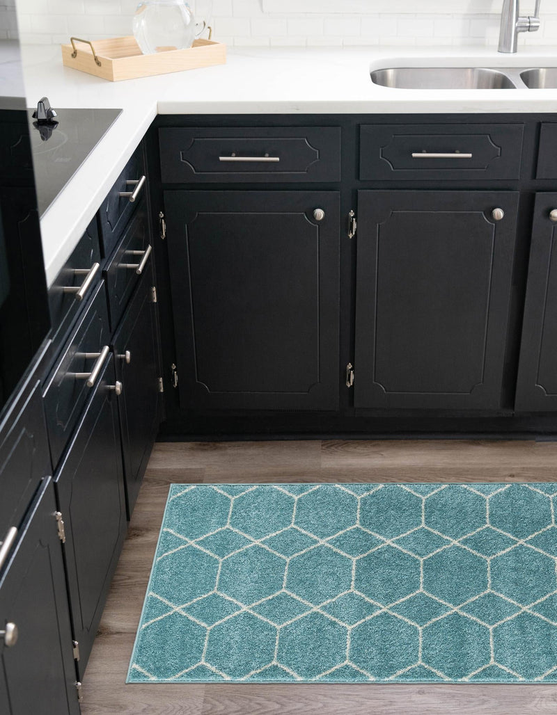 Lattice Garden Collection Area Rug - Arborville (Light Blue) Runner Light Blue lifestyle 27