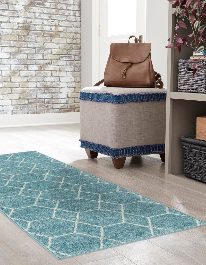 Lattice Garden Collection Area Rug - Arborville (Light Blue) Runner Light Blue lifestyle 45