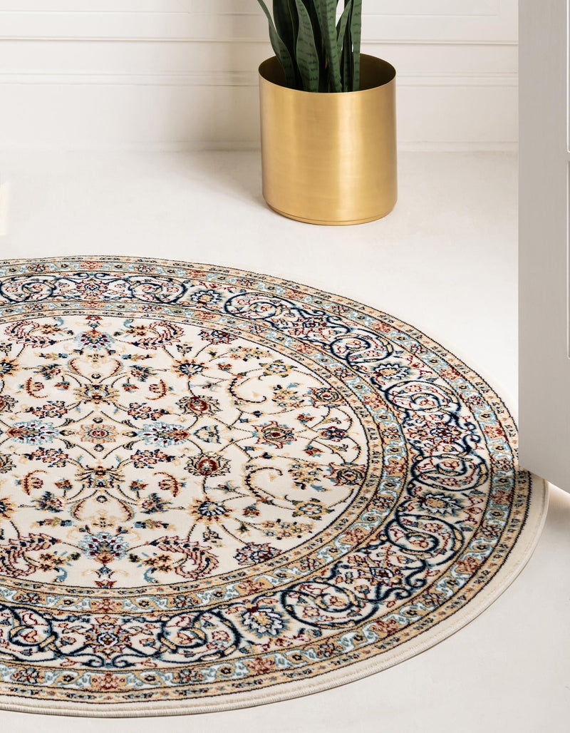Persian Elegance Collection Area Rug - Ardabil Round Ivory lifestyle 57