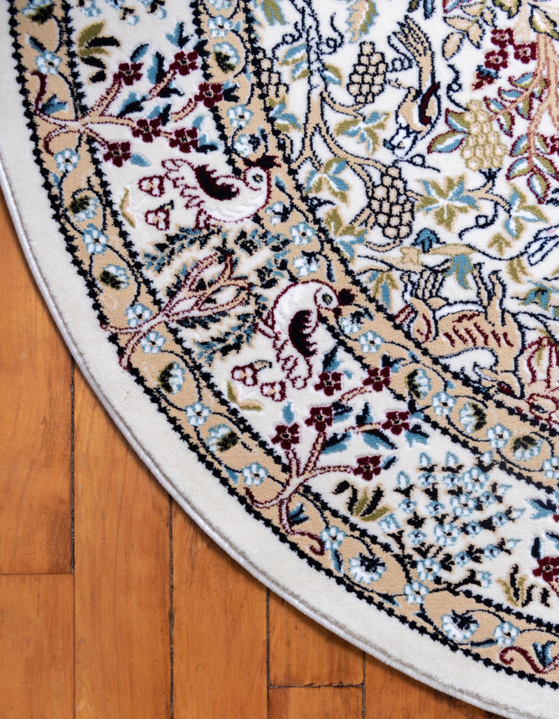 Persian Elegance Collection Area Rug - Kerman (Ivory) Round Ivory lifestyle 18