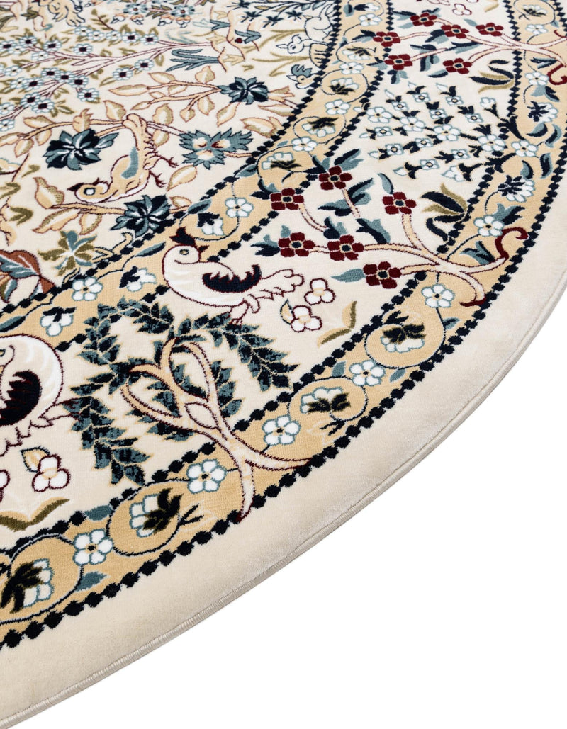 Persian Elegance Collection Area Rug - Kerman (Ivory) Round Ivory lifestyle 41