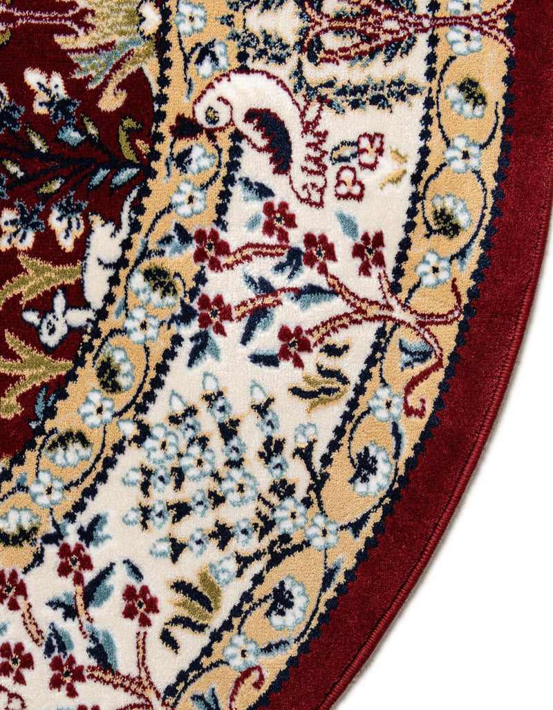 Persian Elegance Collection Area Rug - Kerman (Burgundy) Round Burgundy lifestyle 18