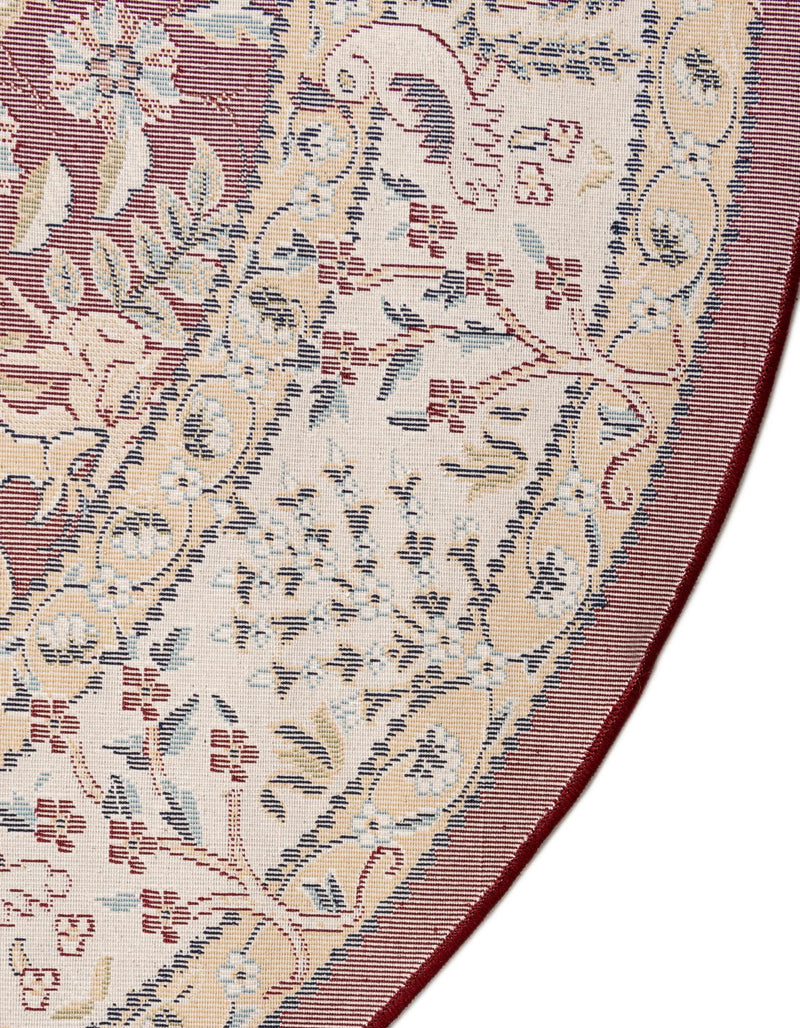Persian Elegance Collection Area Rug - Kerman (Burgundy) Round Burgundy lifestyle 22