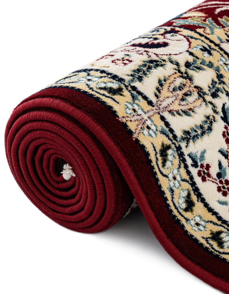 Persian Elegance Collection Area Rug - Kerman (Burgundy) Round Burgundy lifestyle 39
