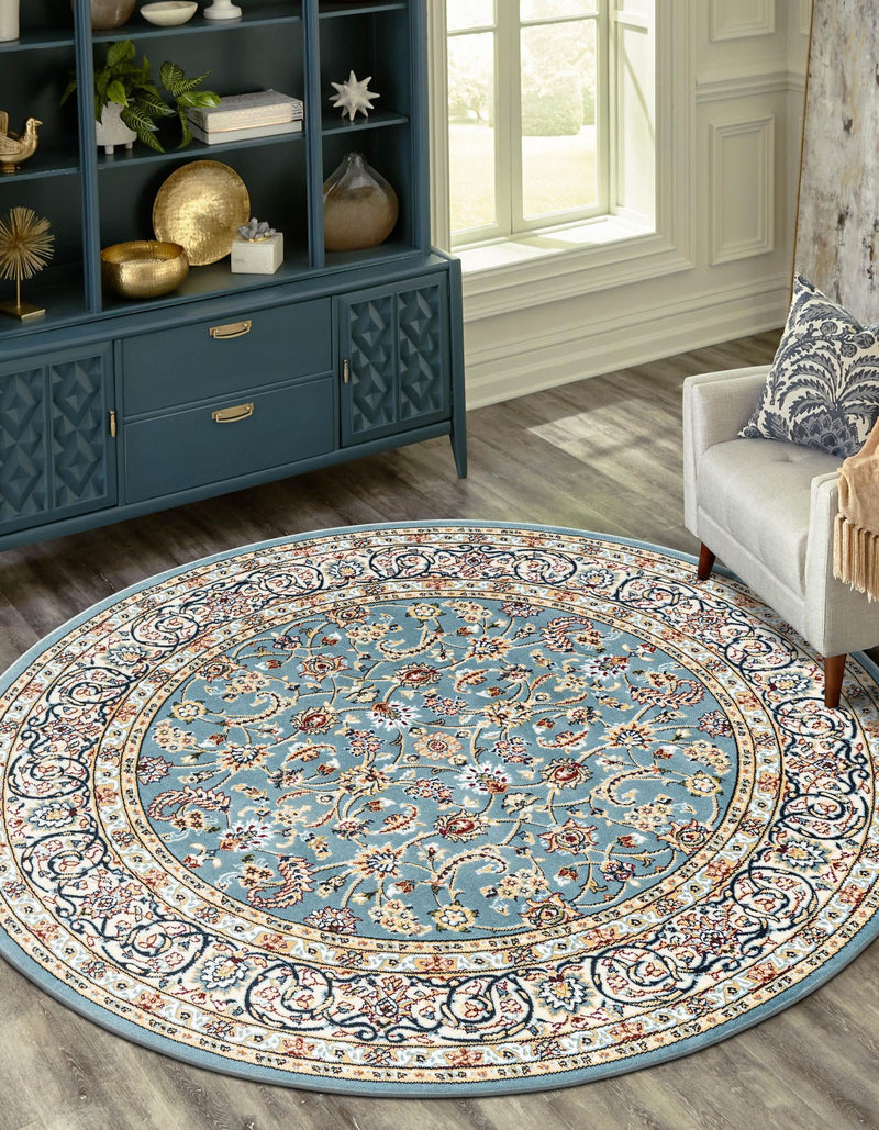 Persian Elegance Collection Area Rug - Ardabil Round Blue lifestyle 113