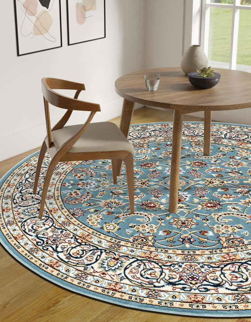 Persian Elegance Collection Area Rug - Ardabil Round Blue lifestyle 140