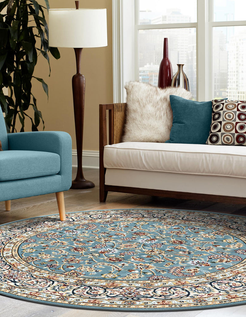 Persian Elegance Collection Area Rug - Ardabil Round Blue lifestyle 169