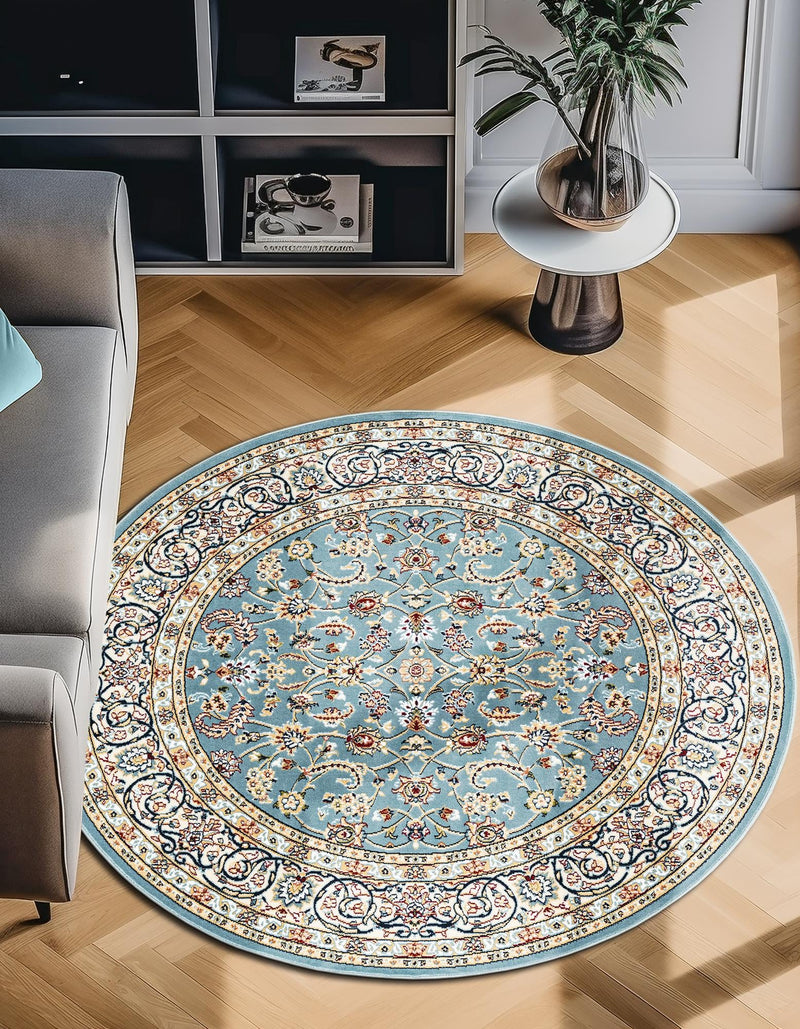 Persian Elegance Collection Area Rug - Ardabil Round Blue lifestyle 183