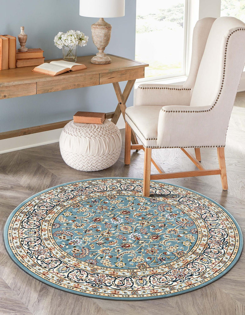 Persian Elegance Collection Area Rug - Ardabil Round Blue lifestyle 213