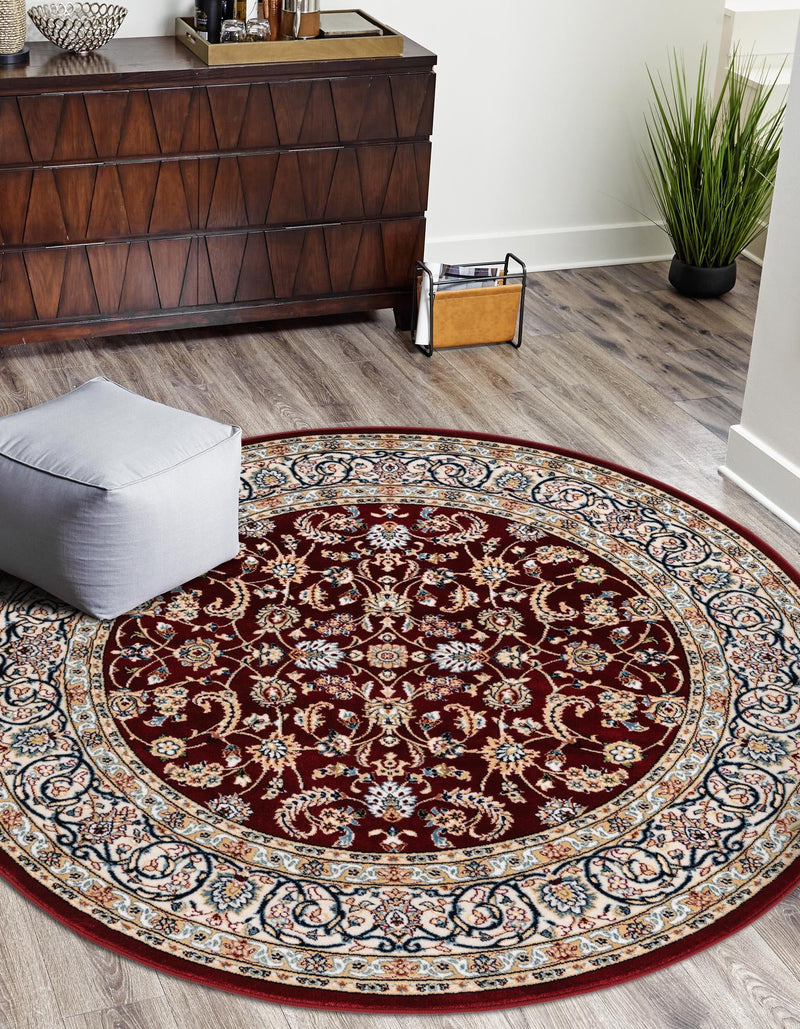 Persian Elegance Collection Area Rug - Ardabil Round Burgundy lifestyle 110