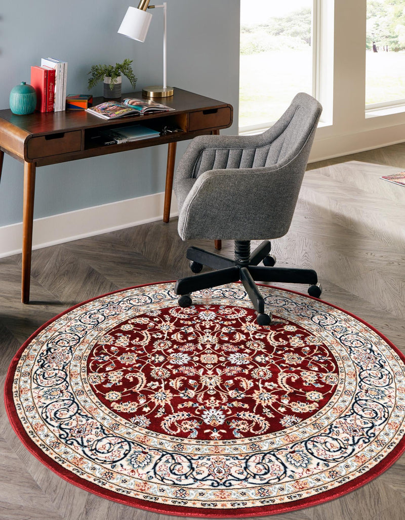 Persian Elegance Collection Area Rug - Ardabil Round Burgundy lifestyle 152