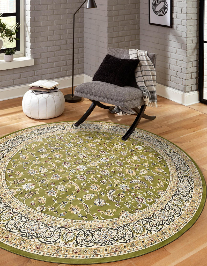Persian Elegance Collection Area Rug - Ardabil Round Green lifestyle 111