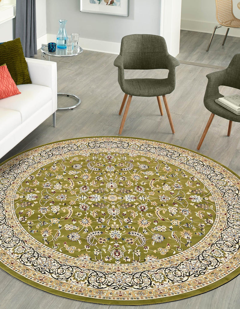 Persian Elegance Collection Area Rug - Ardabil Round Green lifestyle 126