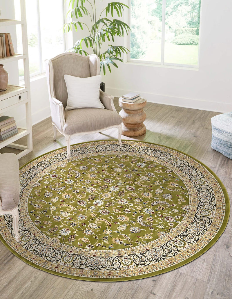 Persian Elegance Collection Area Rug - Ardabil Round Green lifestyle 138