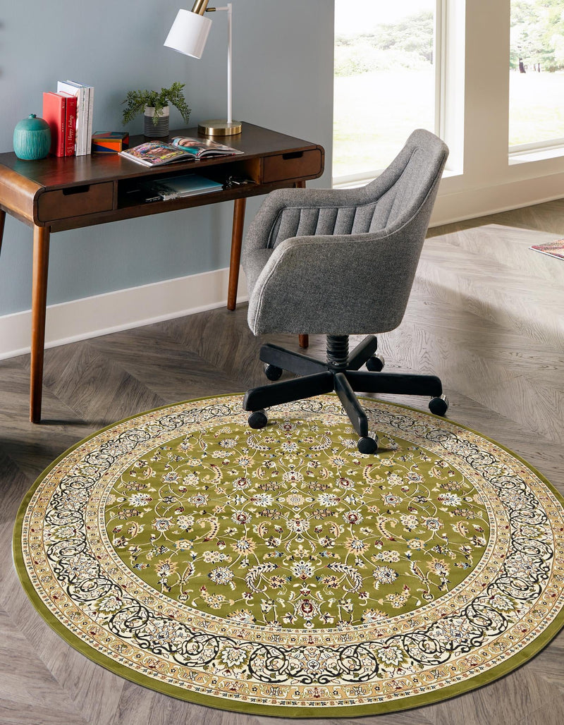 Persian Elegance Collection Area Rug - Ardabil Round Green lifestyle 153